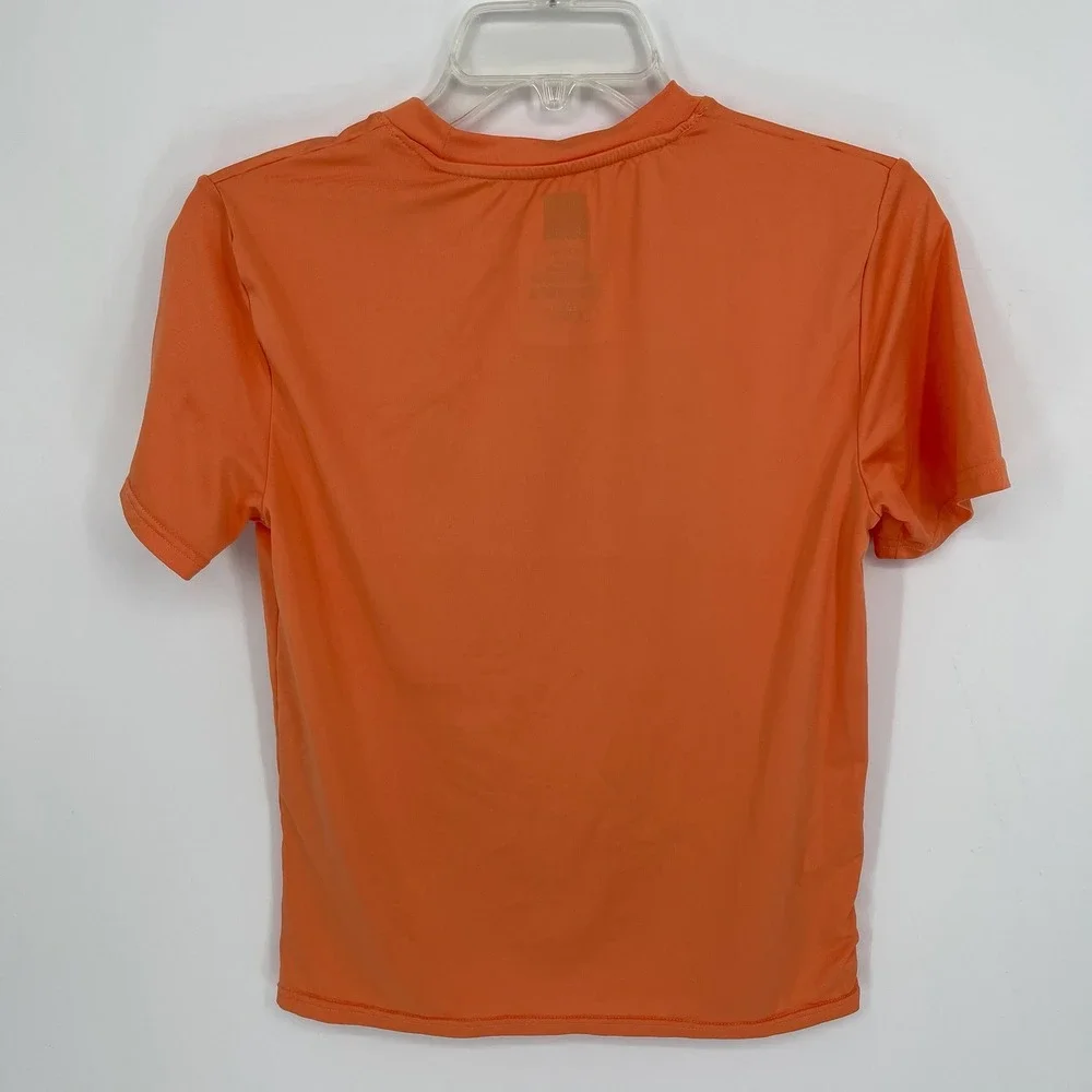 Quiksilver Boy's Orange Graphic Short Sleeve Rash Guard‎ Swim Shirt Size M 10-12